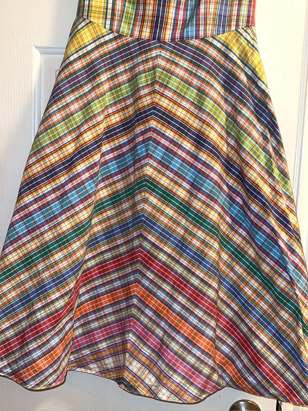 Vintage Ralph Lauren MADRAS Multicolor Plaid Strapless Mini Dress - Picture 2 of 8